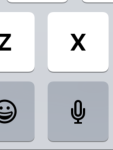 Screen shot of digital keyboard showing grey microphone button