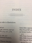 Photo shows fancy index page from Theo Roosevelt biography.
